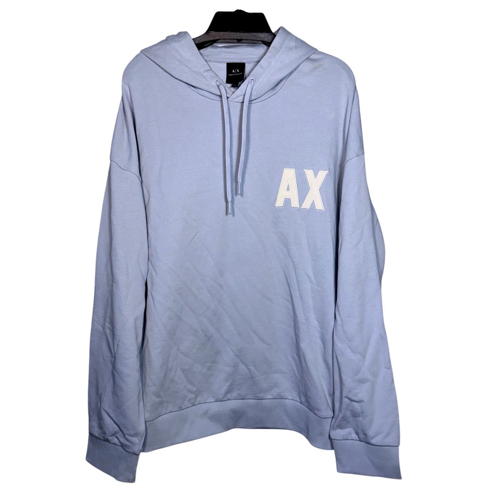 Armani Exchange A/X Mens XXL Blue Logo Hoodie NWT
